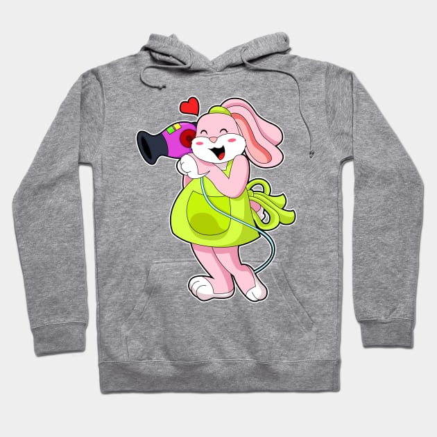 Rabbit as Hairdresser with Hairdryer Hoodie by Markus Schnabel